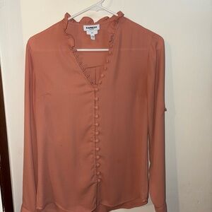Express Women's Pink Button-Down Top